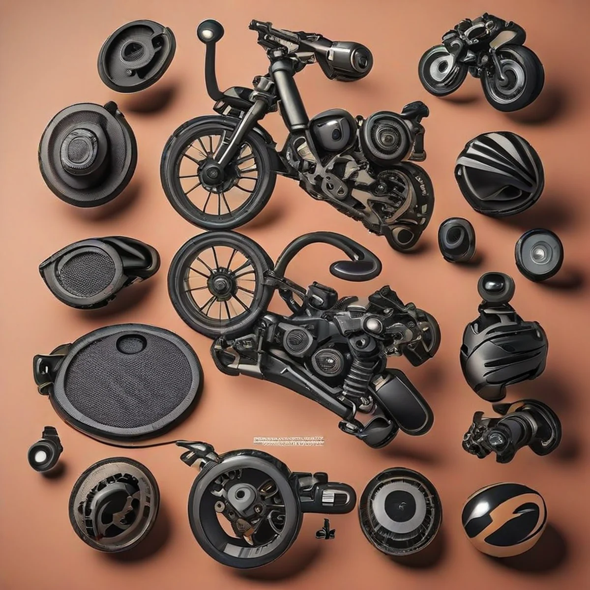 Composants de haute technologie pour motos de course.