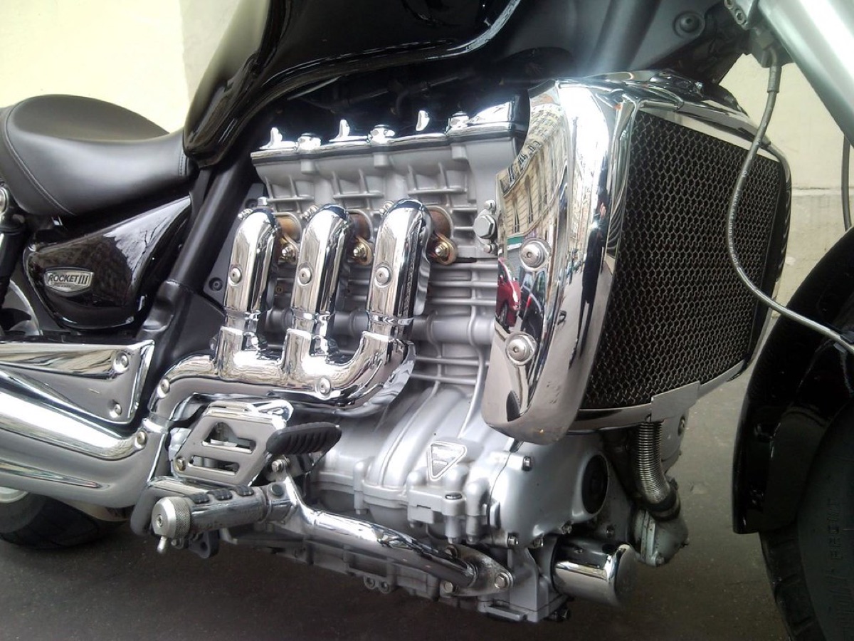Triumph Motorcycle Cruiser with polished finish and engine components